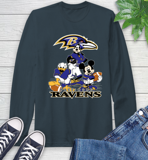 NFL Baltimore Ravens Mickey Mouse Donald Duck Goofy Football Shirt Long Sleeve T-Shirt 9
