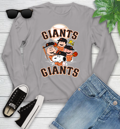 MLB San Francisco Giants Snoopy Charlie Brown Woodstock The Peanuts Movie Baseball T Shirt_000 Youth Long Sleeve 5