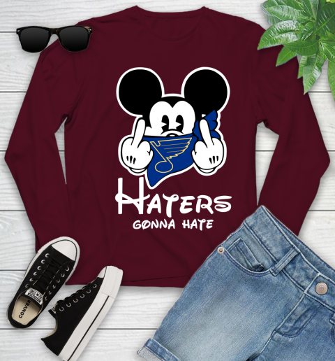 NHL St.Louis Blues Haters Gonna Hate Mickey Mouse Disney Hockey T Shirt Youth Long Sleeve 6