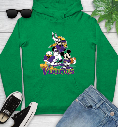 NFL Minnesota Vikings Mickey Mouse Donald Duck Goofy Football Shirt Youth Hoodie 9