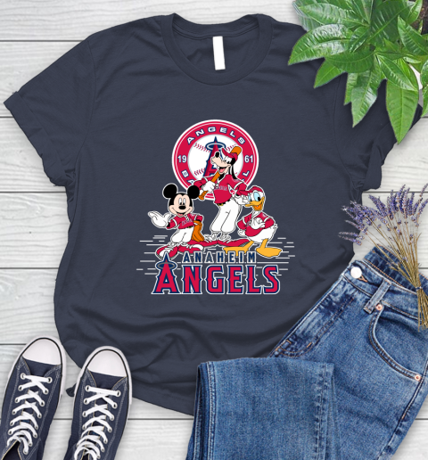 MLB Los Angeles Angels Mickey Mouse Donald Duck Goofy Baseball T Shirt Women's T-Shirt 14