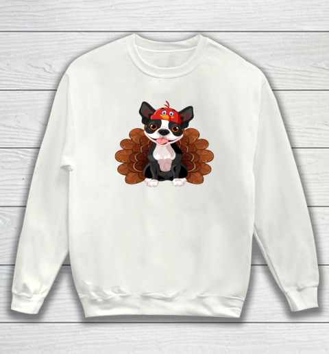 Funny Turkey Boston Terrier Thanksgiving Dog Turkey Costume Sweatshirt