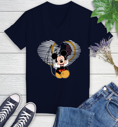 NFL Washington Redskins The Heart Mickey Mouse Disney Football T Shirt_000 Women's V-Neck T-Shirt 2