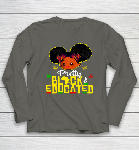 Black Girl, Women Shirt Pretty Black Educated Black Princess Girl Kids Juneteenth Long Sleeve T-Shirt 4