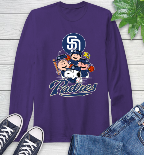 MLB San Diego Padres Snoopy Charlie Brown Woodstock The Peanuts Movie Baseball T Shirt_000 Long Sleeve T-Shirt 5