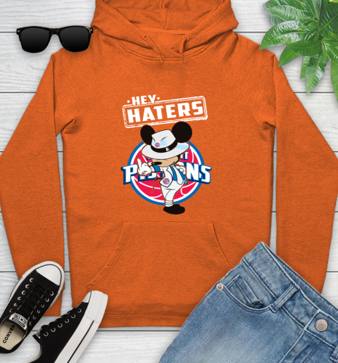 NBA Hey Haters Mickey Basketball Sports Detroit Pistons Youth Hoodie 4