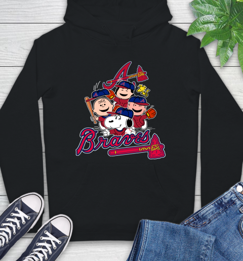 MLB Atlanta Braves Snoopy Charlie Brown Woodstock The Peanuts Movie Baseball T Shirt Hoodie