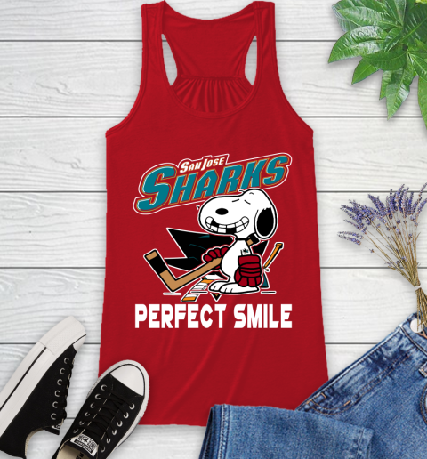 NHL San Jose Sharks Snoopy Perfect Smile The Peanuts Movie Hockey T Shirt Racerback Tank 5