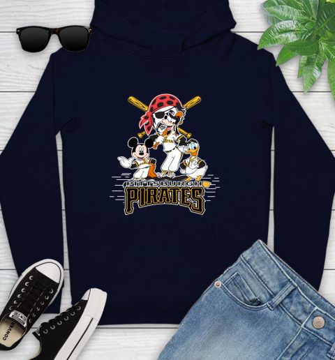 Pittsburgh Pirates Mickey Donald And Goofy Baseball Youth Hoodie 
