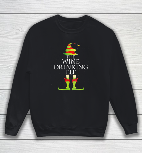 Wine Drinking Elf Matching Family Group Christmas Pajama Sweatshirt
