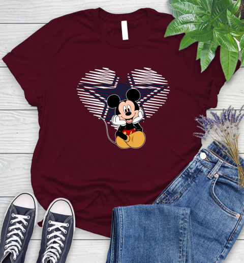 NFL Dallas Cowboys The Heart Mickey Mouse Disney Football T Shirt_000 Women's T-Shirt 7
