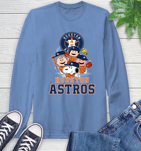 MLB Houston Astros Snoopy Charlie Brown Woodstock The Peanuts Movie Baseball T Shirt Long Sleeve T-Shirt 12
