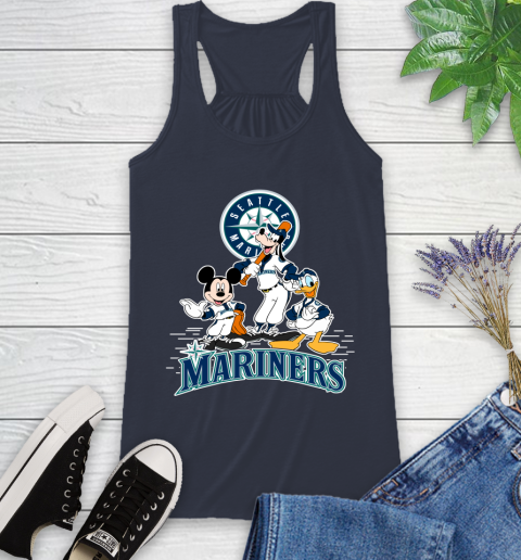 MLB Seattle Mariners Mickey Mouse Donald Duck Goofy Baseball T Shirt Racerback Tank 10