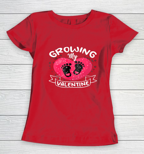 Womens Growing My Valentine literally pregnant shirt Pregnancy Wife Women's T-Shirt 7
