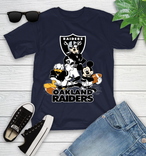 NFL Oakland Raiders Mickey Mouse Donald Duck Goofy Football Shirt Youth T-Shirt 2