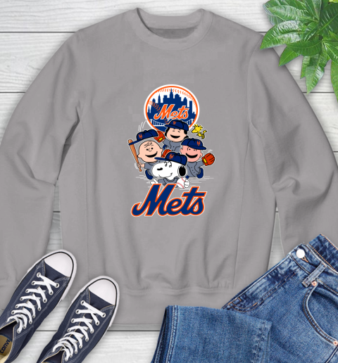 MLB New York Mets Snoopy Charlie Brown Woodstock The Peanuts Movie Baseball T Shirt Sweatshirt 5