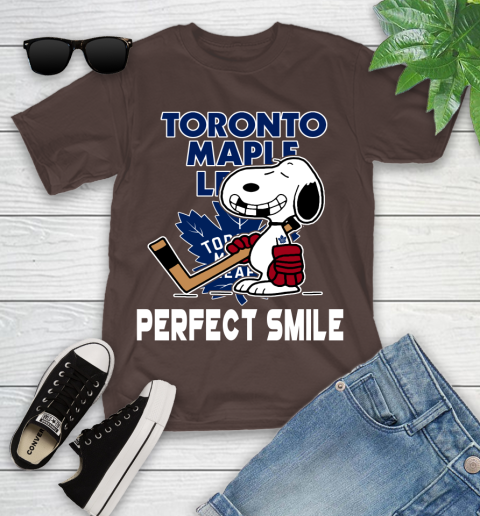 NHL Toronto Maple Leafs Snoopy Perfect Smile The Peanuts Movie Hockey T Shirt Youth T-Shirt 7