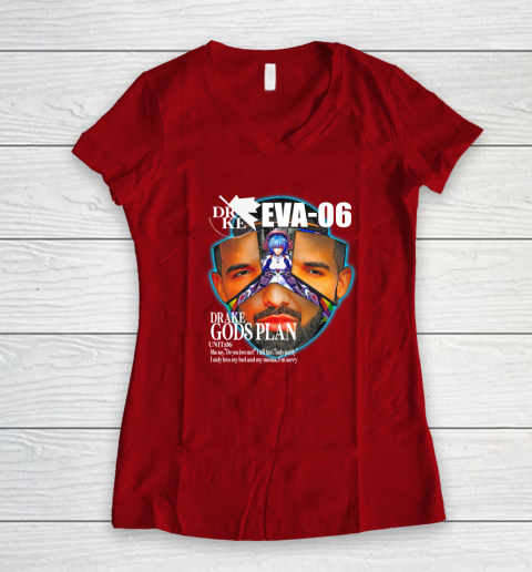 Drake Evangelion Shirt Drake Eva 06 Drake Gods Plan Women's V-Neck T-Shirt 6