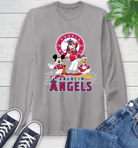 MLB Los Angeles Angels Mickey Mouse Donald Duck Goofy Baseball T Shirt Long Sleeve T-Shirt 6