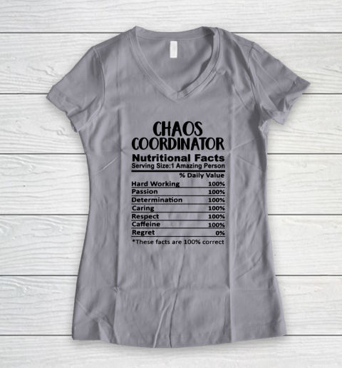 Chaos Coordinator Nutrition Facts Funny Women's V-Neck T-Shirt 2