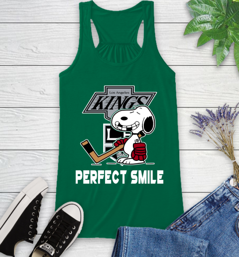 NHL Los Angeles Kings Snoopy Perfect Smile The Peanuts Movie Hockey T Shirt Racerback Tank 6
