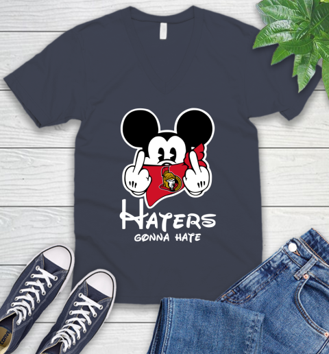 NHL Ottawa Senators Haters Gonna Hate Mickey Mouse Disney Hockey T Shirt V-Neck T-Shirt 8