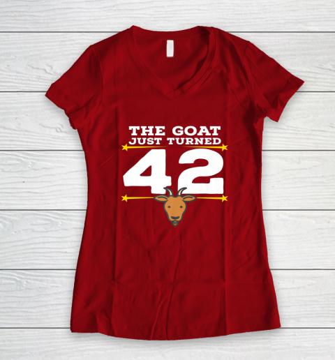 The Goat Just Turned 42 42nd Birthday Goat Women's V-Neck T-Shirt 13