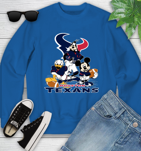 NFL Houston Texans Mickey Mouse Donald Duck Goofy Football Shirt Youth Sweatshirt 7