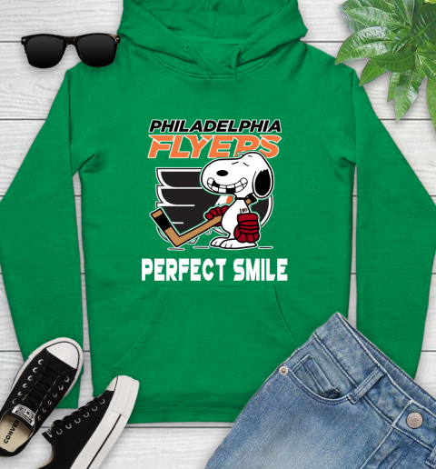 NHL Philadelphia Flyers Snoopy Perfect Smile The Peanuts Movie Hockey T Shirt Youth Hoodie 9
