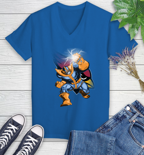 Arizona Cardinals NFL Football Thanos Avengers Infinity War Marvel Women's V-Neck T-Shirt 10