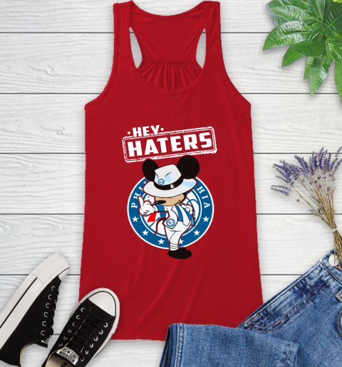 NBA Hey Haters Mickey Basketball Sports Philadelphia 76ers Racerback Tank 5
