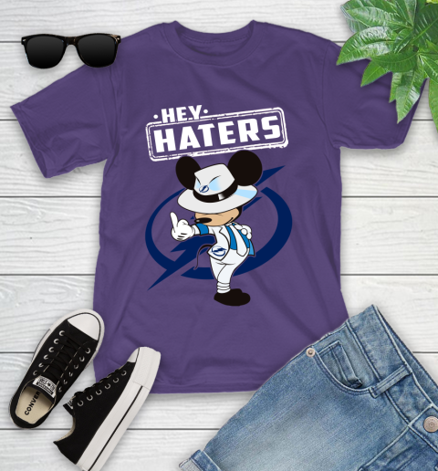 NHL Hey Haters Mickey Hockey Sports Tampa Bay Lightning Youth T-Shirt 3