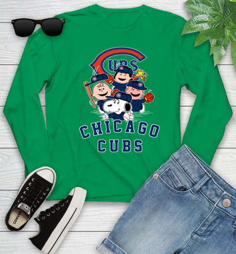 MLB Chicago Cubs Snoopy Charlie Brown Woodstock The Peanuts Movie Baseball T Shirt Youth Long Sleeve 7
