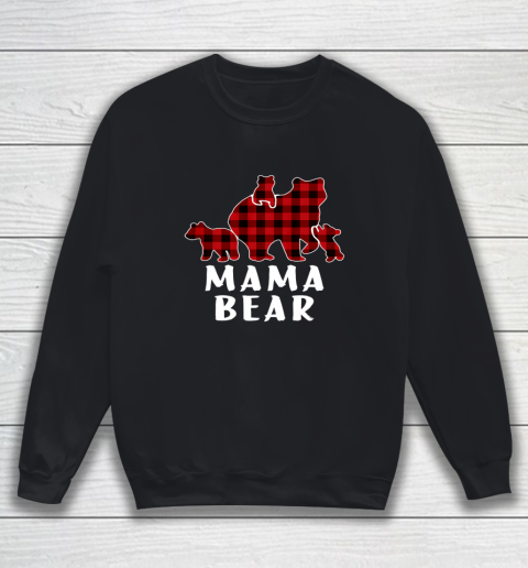 Mama Bear 3 Cubs Shirt Christmas Mama Bear Plaid Pajama Sweatshirt