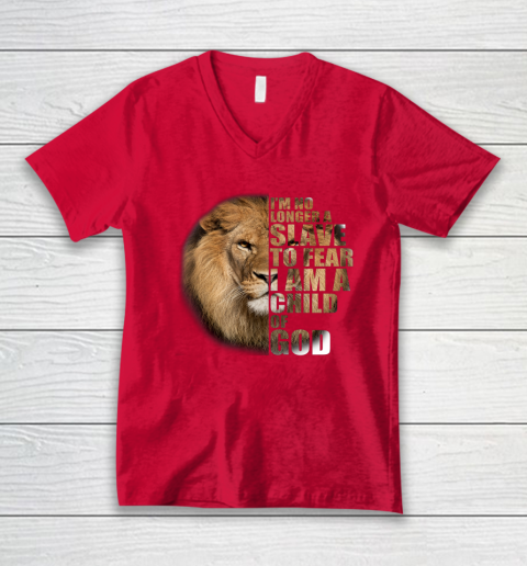 No Longer A Slave To Fear Child Of God Christian V-Neck T-Shirt 5