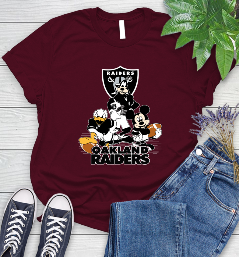 NFL Oakland Raiders Mickey Mouse Donald Duck Goofy Football Shirt Women's T-Shirt 7