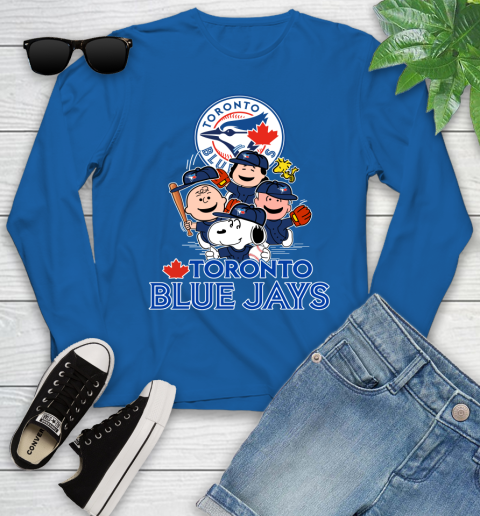 MLB Toronto Blue Jays Snoopy Charlie Brown Woodstock The Peanuts Movie Baseball T Shirt_000 Youth Long Sleeve 10