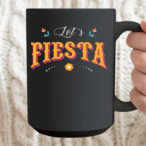 Cinco De Mayo Party Lets Fiesta Mexican Typography Ceramic Mug 15oz 2