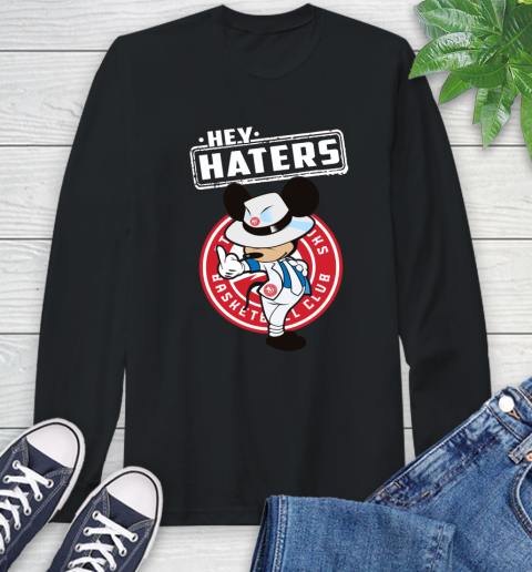 NBA Hey Haters Mickey Basketball Sports Atlanta Hawks Long Sleeve T-Shirt