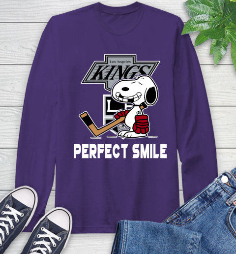 NHL Los Angeles Kings Snoopy Perfect Smile The Peanuts Movie Hockey T Shirt Long Sleeve T-Shirt 5