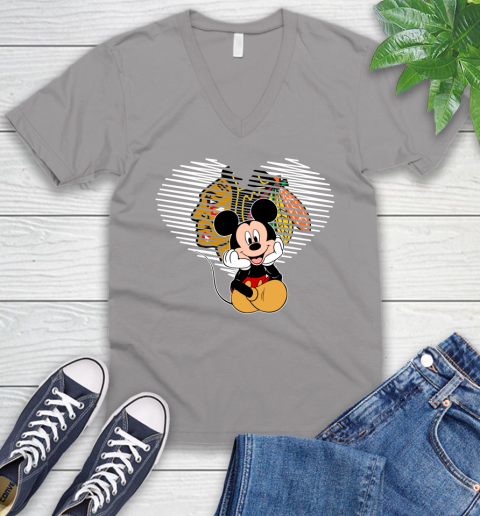 NHL Chicago Blackhawks Carolina Hurricanes The Heart Mickey Mouse Disney Hockey V-Neck T-Shirt 3
