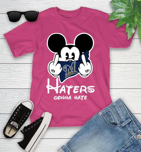 MLB Milwaukee Brewers Haters Gonna Hate Mickey Mouse Disney Baseball T Shirt_000 Youth T-Shirt 11