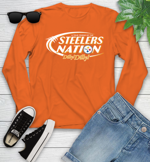 NFL A True Friend Of The Pittsburgh Steelers Dilly Dilly Football Sports Youth Long Sleeve 3