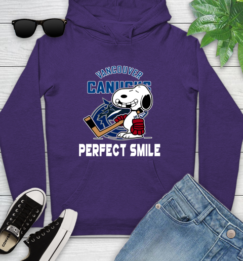 NHL Vancouver Canucks Snoopy Perfect Smile The Peanuts Movie Hockey T Shirt Youth Hoodie 5