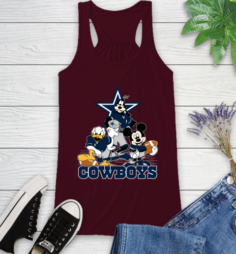 NFL Dallas Cowboys Mickey Mouse Donald Duck Goofy Football Shirt Racerback Tank 2