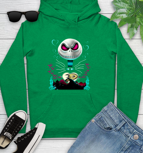 NHL Anaheim Ducks Jack Skellington Sally The Nightmare Before Christmas Hockey Youth Hoodie 9