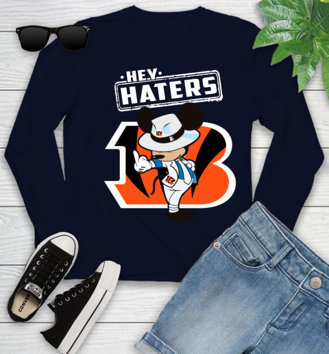 NFL Hey Haters Mickey Football Sports Cincinnati Bengals Youth Long Sleeve 2