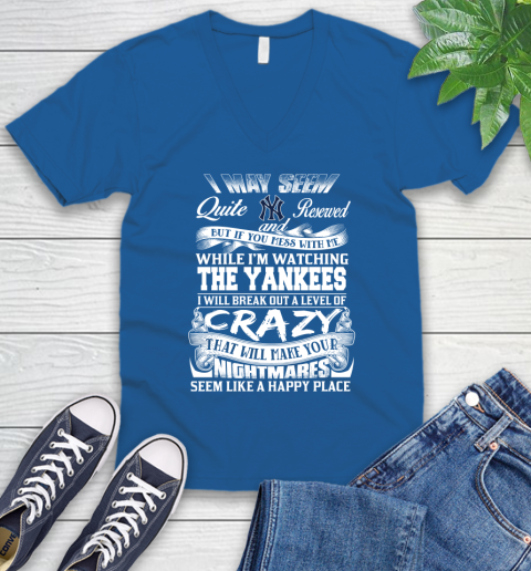 New York Yankees MLB Baseball Don't Mess With Me While I'm Watching My Team V-Neck T-Shirt 5