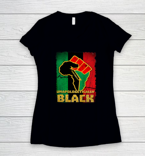 Black Girl, Women Shirt Unapologetically Dope Juneteenth African American Black Women's V-Neck T-Shirt