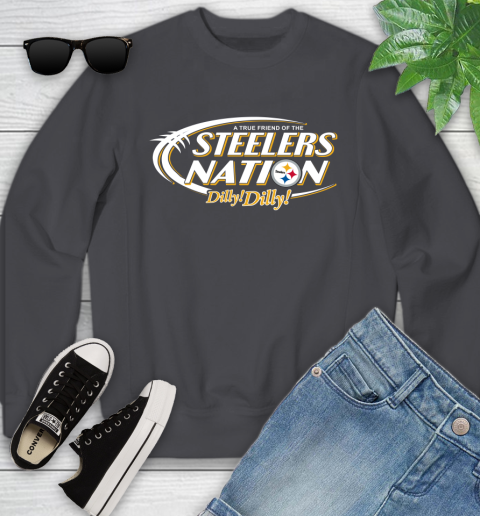 NFL A True Friend Of The Pittsburgh Steelers Dilly Dilly Football Sports Youth Sweatshirt 5